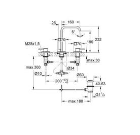 Grohe Allure 3 Delikli Ankastre Lavabo Bataryası, Krom, 20188000Grohe20188000İki Ve Üç Delikli Lavabo Bataryaları