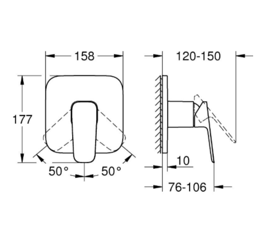 Grohe Cubeo Ankastre Duş Bataryası (Sıva Üstü Grubu) Krom, 1017770000Grohe1017770000Duş Bataryaları