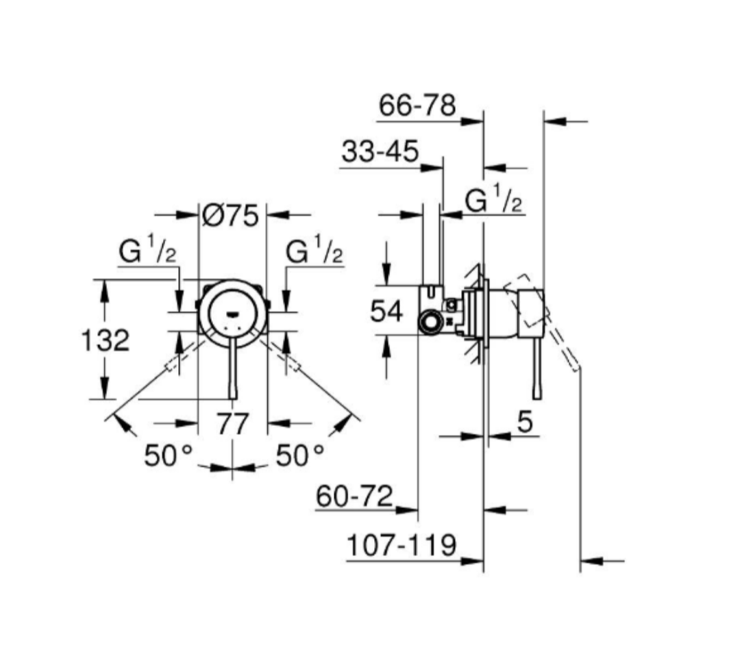 Grohe Essence Ankastre Duş Bataryası, Hayalet Siyah, 29197KF0Grohe29197KF0Duş Bataryaları