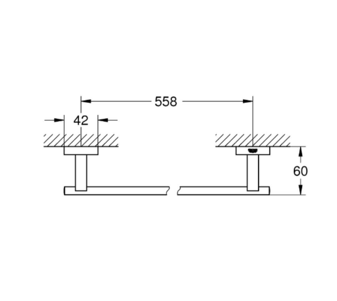 Grohe Essentials Cube Uzun Havluluk, Fırçalı Sert Grafit, 40509AL1Grohe40509AL1Banyo Havluluk