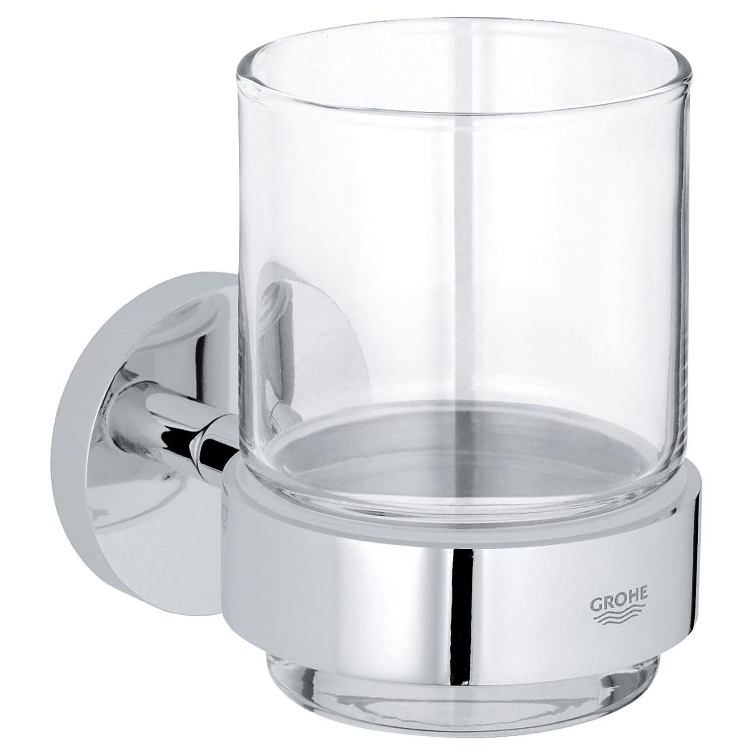 Grohe Essentials New Tutamaçlı cam fırçalık Krom, 40447001Grohe40447001Diş Fırçalığı