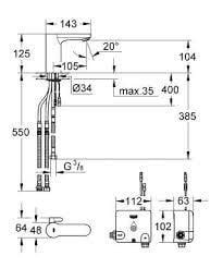Grohe Eurosmart Cosmopolitan E Powerbox Krom, 36386000Grohe36386000Fotoselli Lavabo Bataryaları