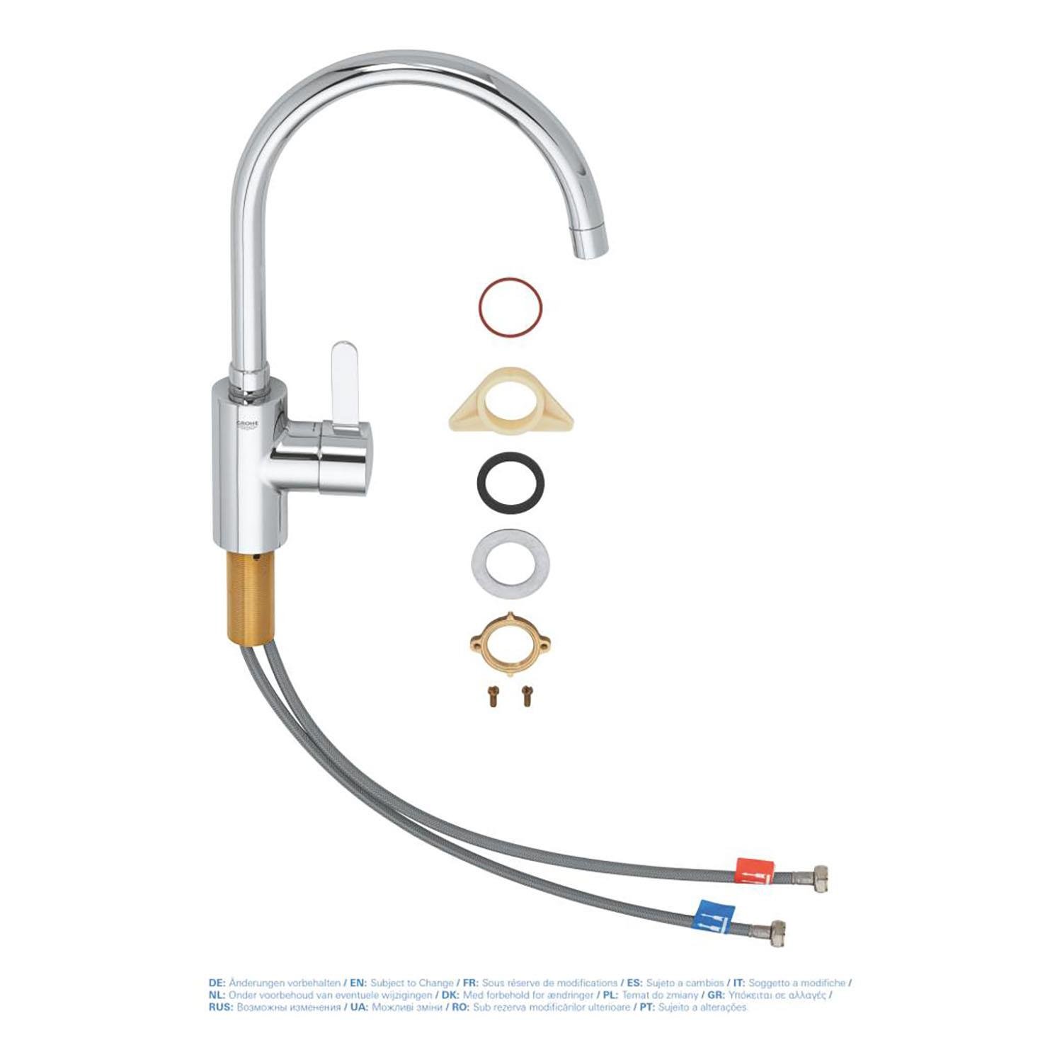 Grohe Eurosmart Cosmopolitan Tek kumandalı eviye bataryası Krom, 32843002Grohe32843002Eviye Bataryaları