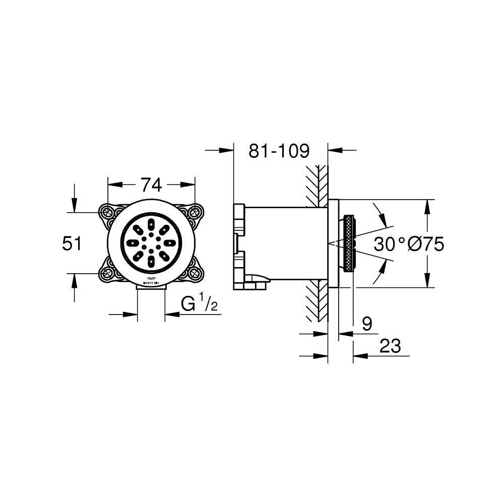 Grohe Grohe Rainshower Aqua Yan Jet, 2 Fonksiyonlu, Krom, 26801000Grohe26801000Çıkış Uçları