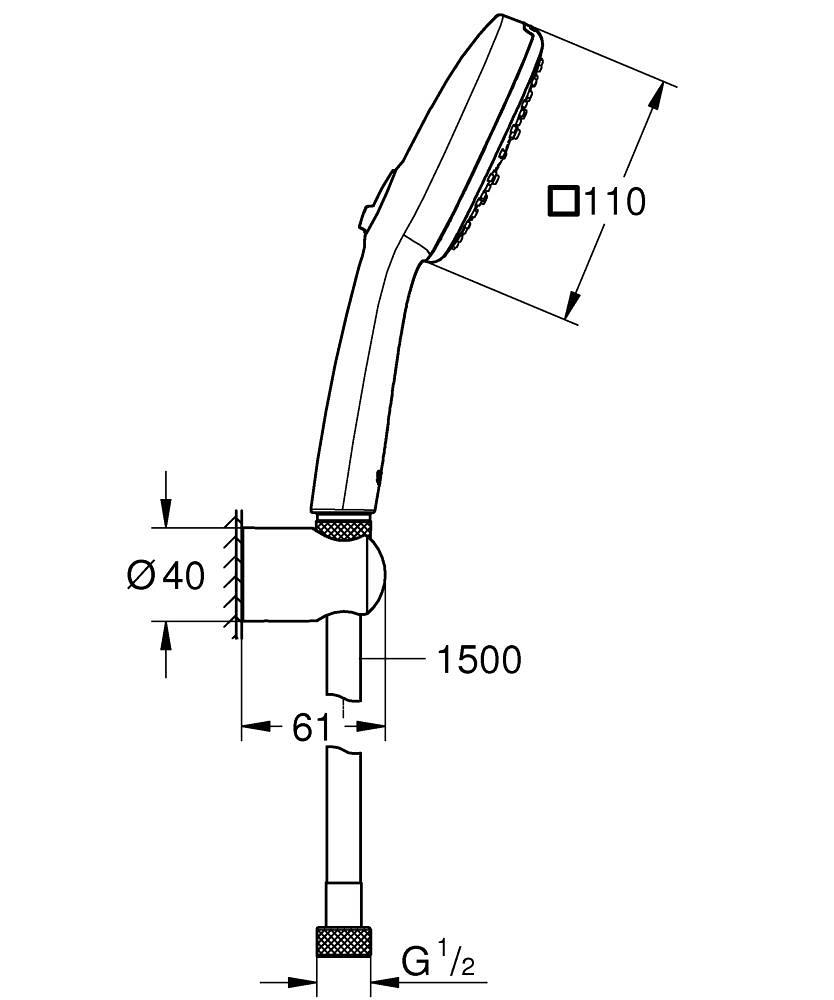 Grohe Tempesta Cube 110 El Duşu Seti, 3 Akışlı Krom, 27588003Grohe27588003El Duş Takımları