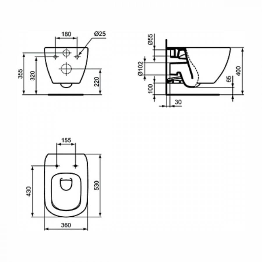 Ideal Standard Tesi Asma Klozet-Silk Black-AquaBlade® T0079V3Ideal StandardT0079V3Asma Klozet Modelleri, Çeşitleri & Fiyatları | Banyo Dizayn 