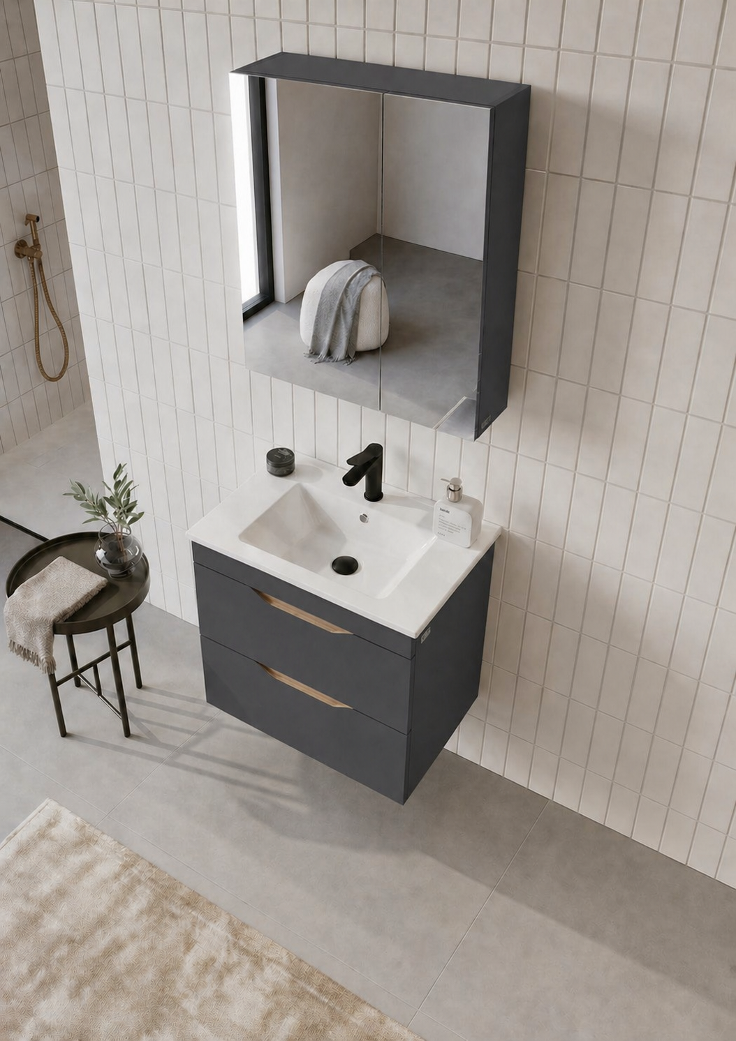 LENA 65 TKM CKMC MNT ANTRASITORKA5008032Banyo Dolabı Takımı