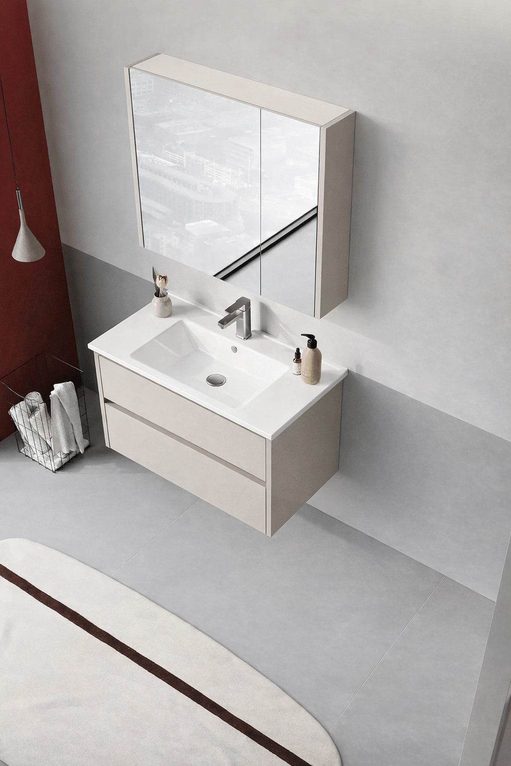 Orka Arno 85 cm Parlak Kaşmir Banyo Dolabı Takımı (Çekmeceli) , 5008785ORKA5008785Banyo Dolabı Takımı