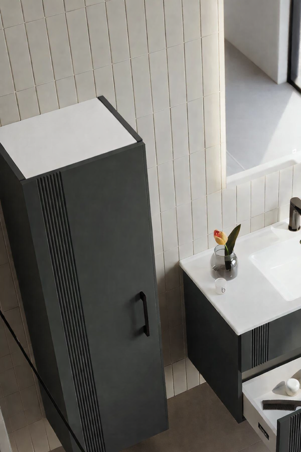 Orka Bari 40 cm Mat Antrasit Boy Dolabı, 3008678ORKA3008678Banyo Boy Dolabı Modelleri 