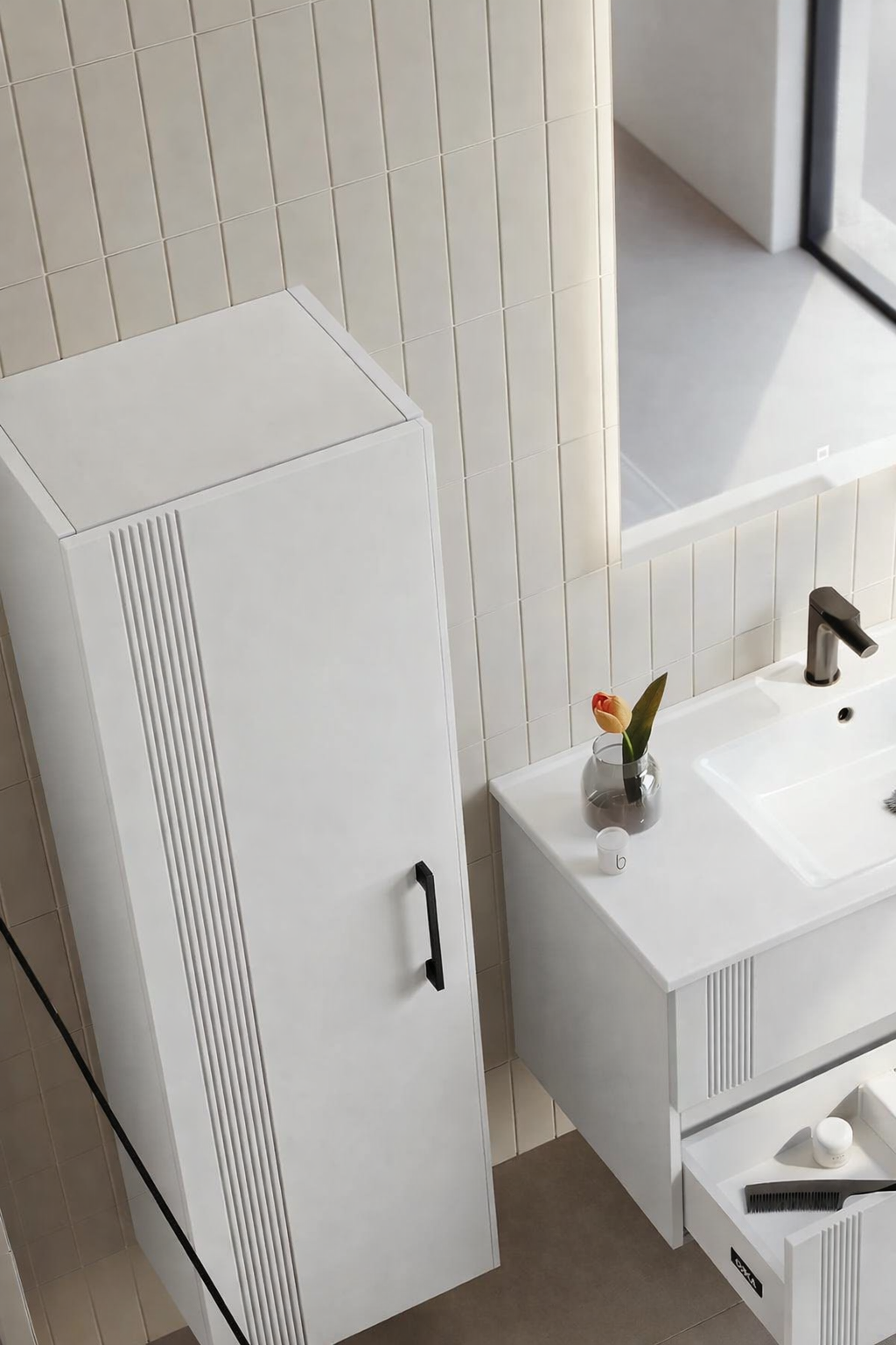 Orka Bari 40 cm Mat Beyaz Boy Dolabı, 3008674ORKA3008674Banyo Boy Dolabı Modelleri 