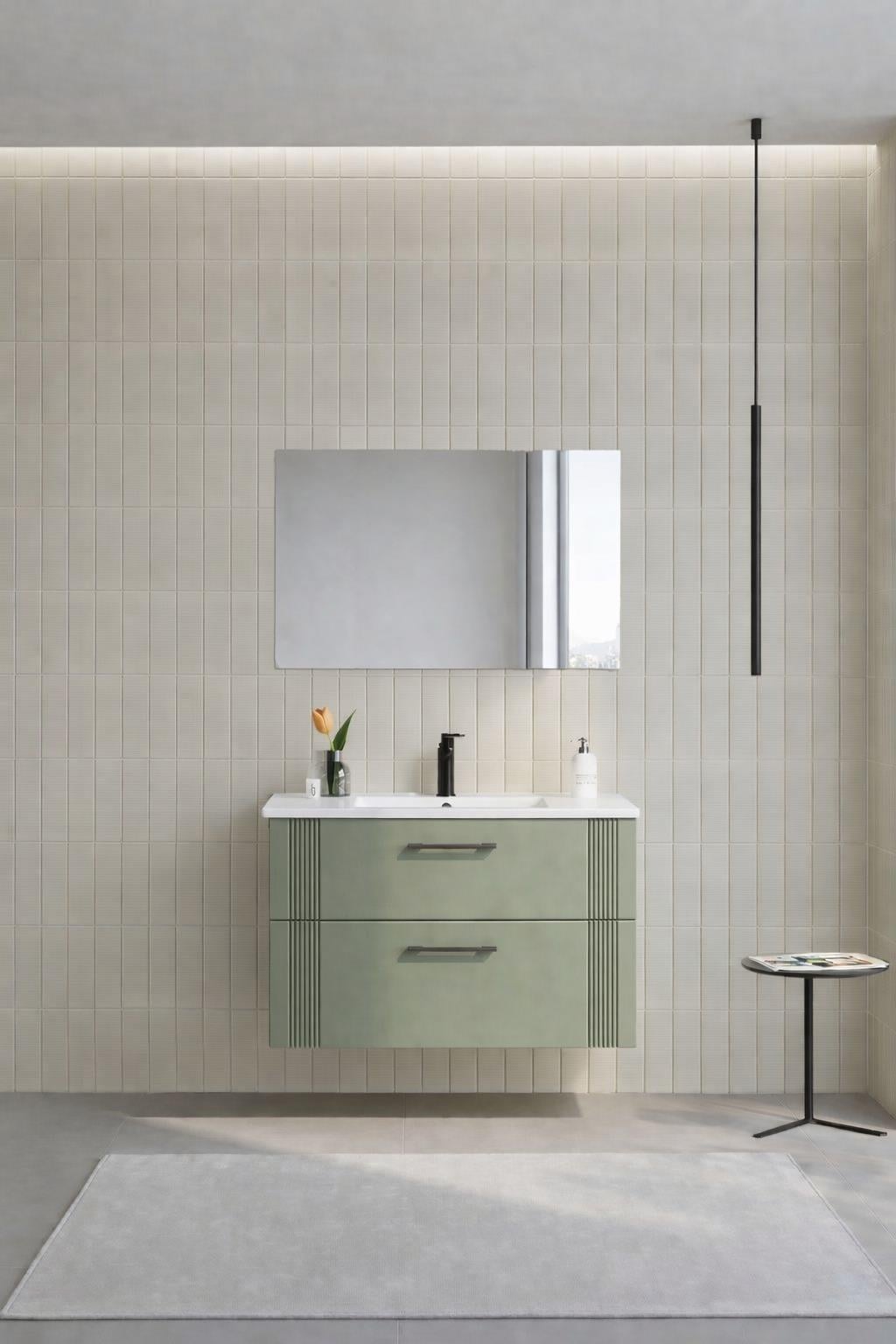 Orka Bari Banyo Dolabı Takımı, 85 cm, Mat Soft Yeşil (Dolaplı Ayna), 5006589ORKA5006589Banyo Dolabı Takımı
