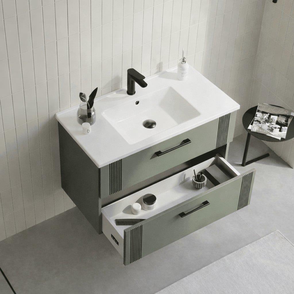 Orka Bari Banyo Dolabı Takımı, 85 cm, Mat Soft Yeşil (Dolaplı Ayna), 5006589ORKA5006589Banyo Dolabı Takımı