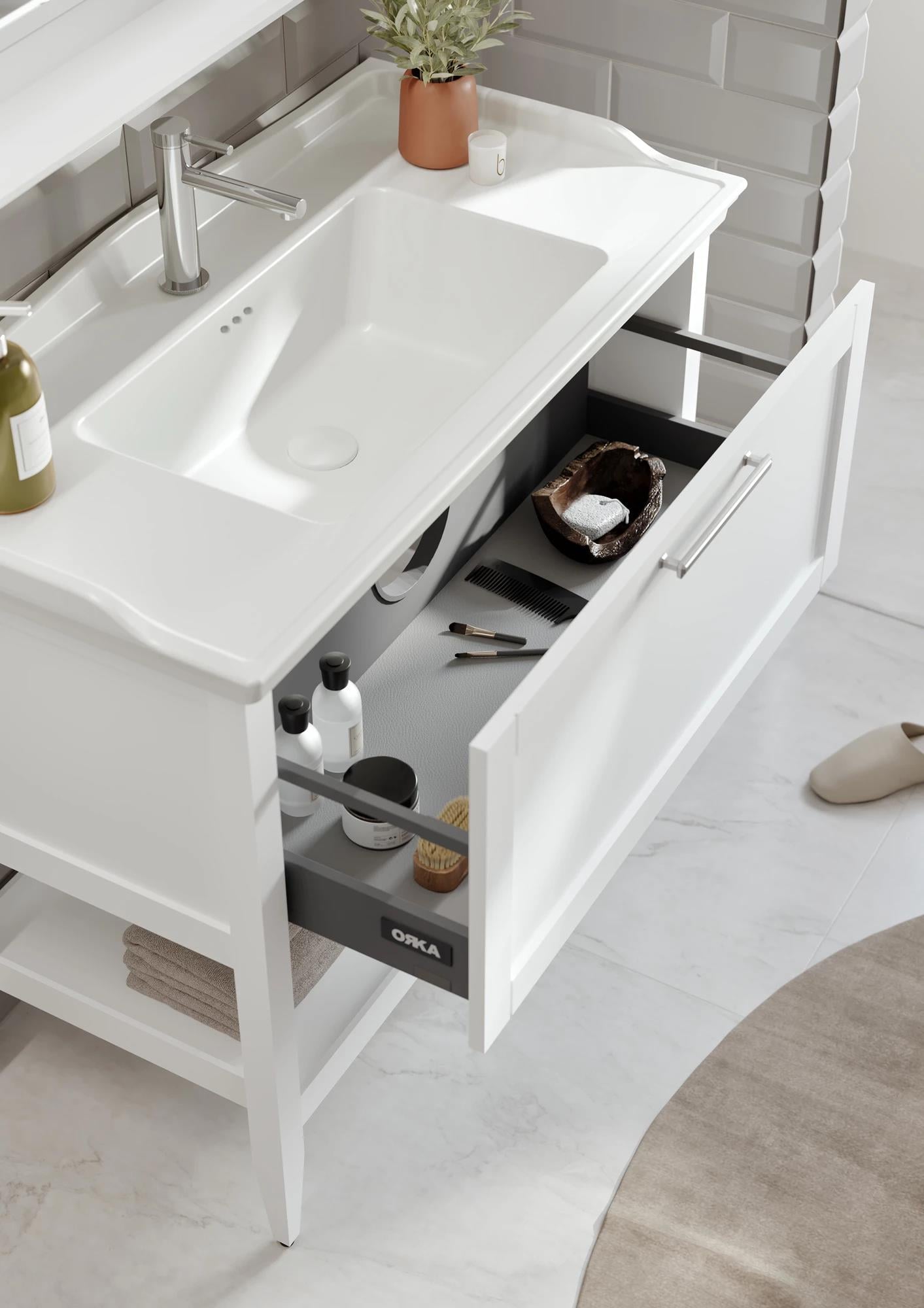 Orka Bastle 100 cm Beyaz Banyo Dolabı Takımı Ve Boy Dolabı ORKA5002557/1Banyo Dolabı Takımı ve Boy Dolabı
