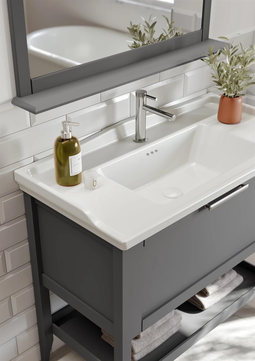 Orka Bastle 100 cm Mat Gri Banyo Dolabı TakımıORKA5002558Banyo Dolabı Takımı