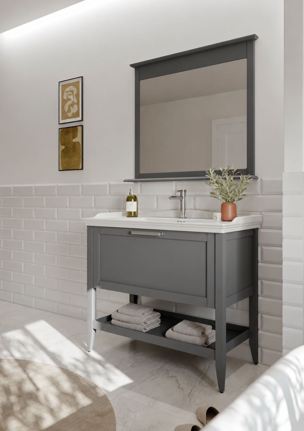 Orka Bastle 100 cm Mat Gri Banyo Dolabı TakımıORKA5002558Banyo Dolabı Takımı