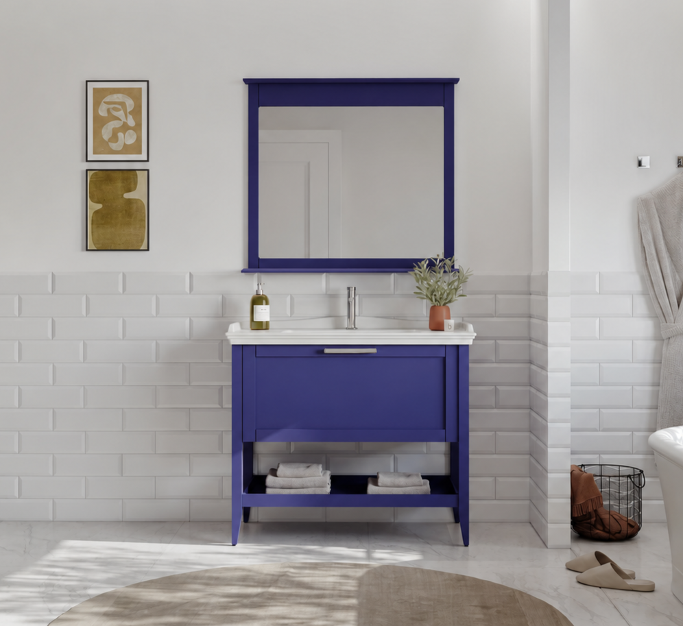 Orka Bastle 100 cm Mat Lacivert Banyo Dolabı TakımıORKA5002321Banyo Dolabı Takımı