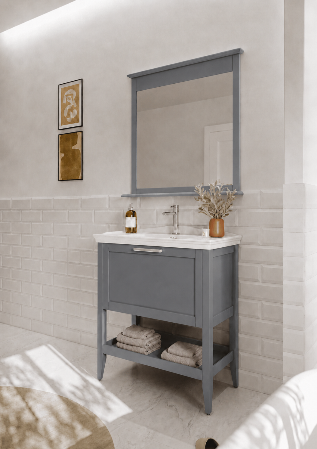 Orka Bastle 65 cm Mat Gri Banyo Dolabı TakımıORKA5002564Banyo Dolabı Takımı