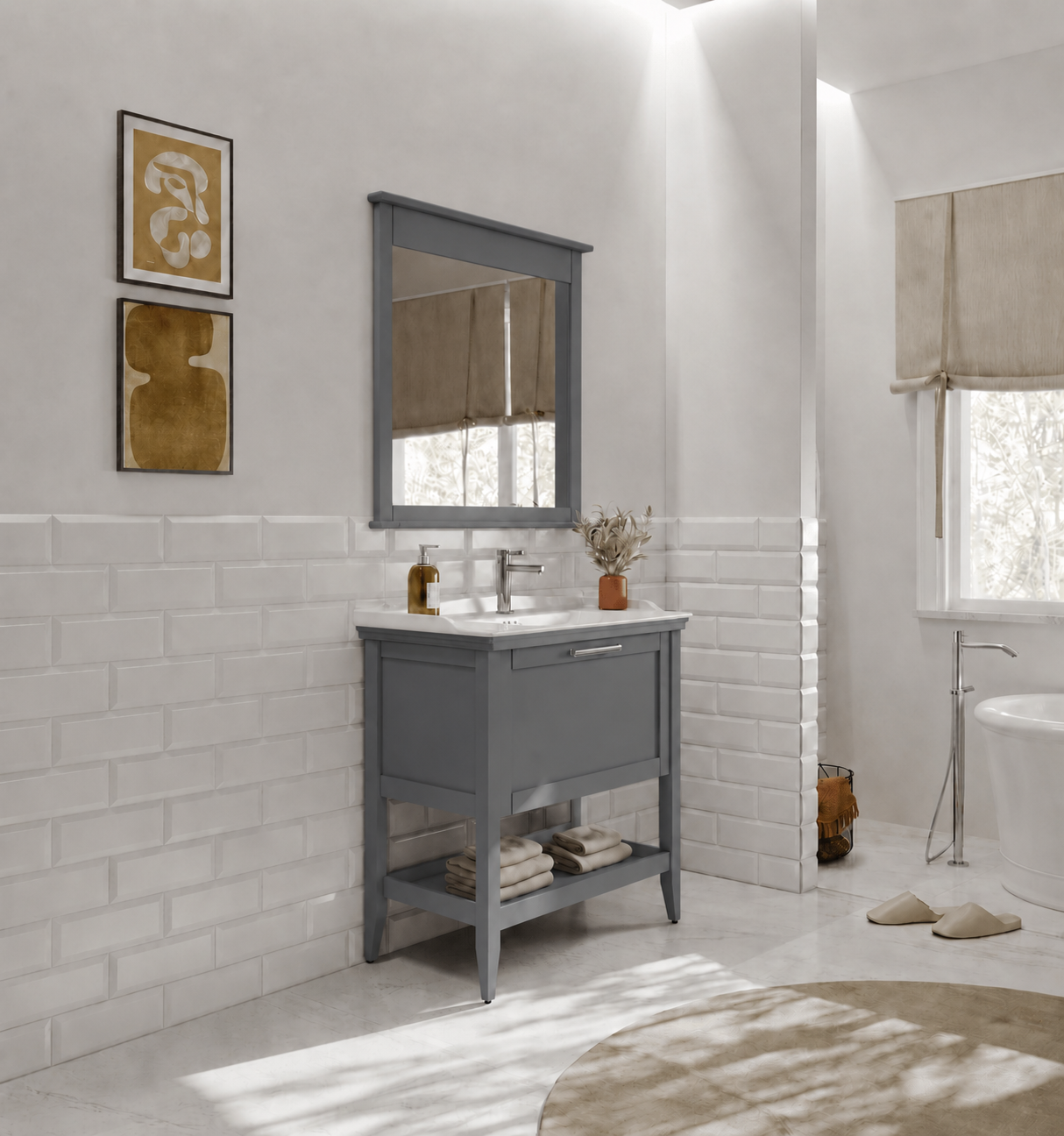Orka Bastle 65 cm Mat Gri Banyo Dolabı TakımıORKA5002564Banyo Dolabı Takımı