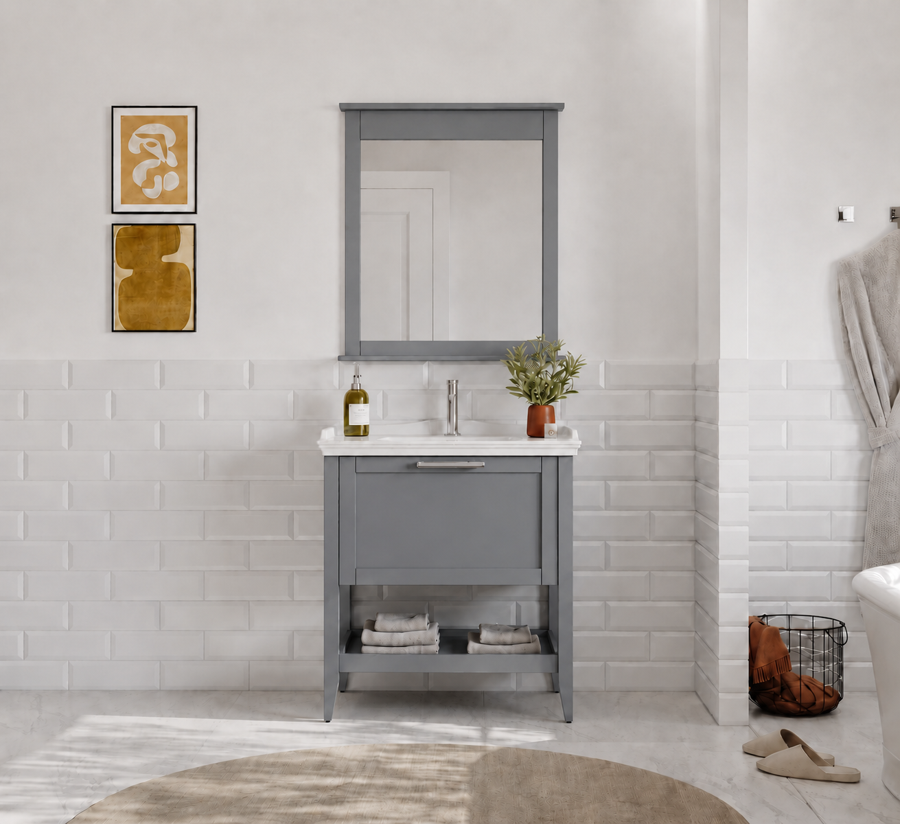 Orka Bastle 65 cm Mat Gri Banyo Dolabı TakımıORKA5002564Banyo Dolabı Takımı