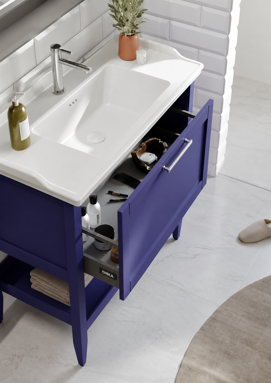 Orka Bastle 65 cm Mat Lacivert Banyo Dolabı TakımıORKA5002319Banyo Dolabı Takımı