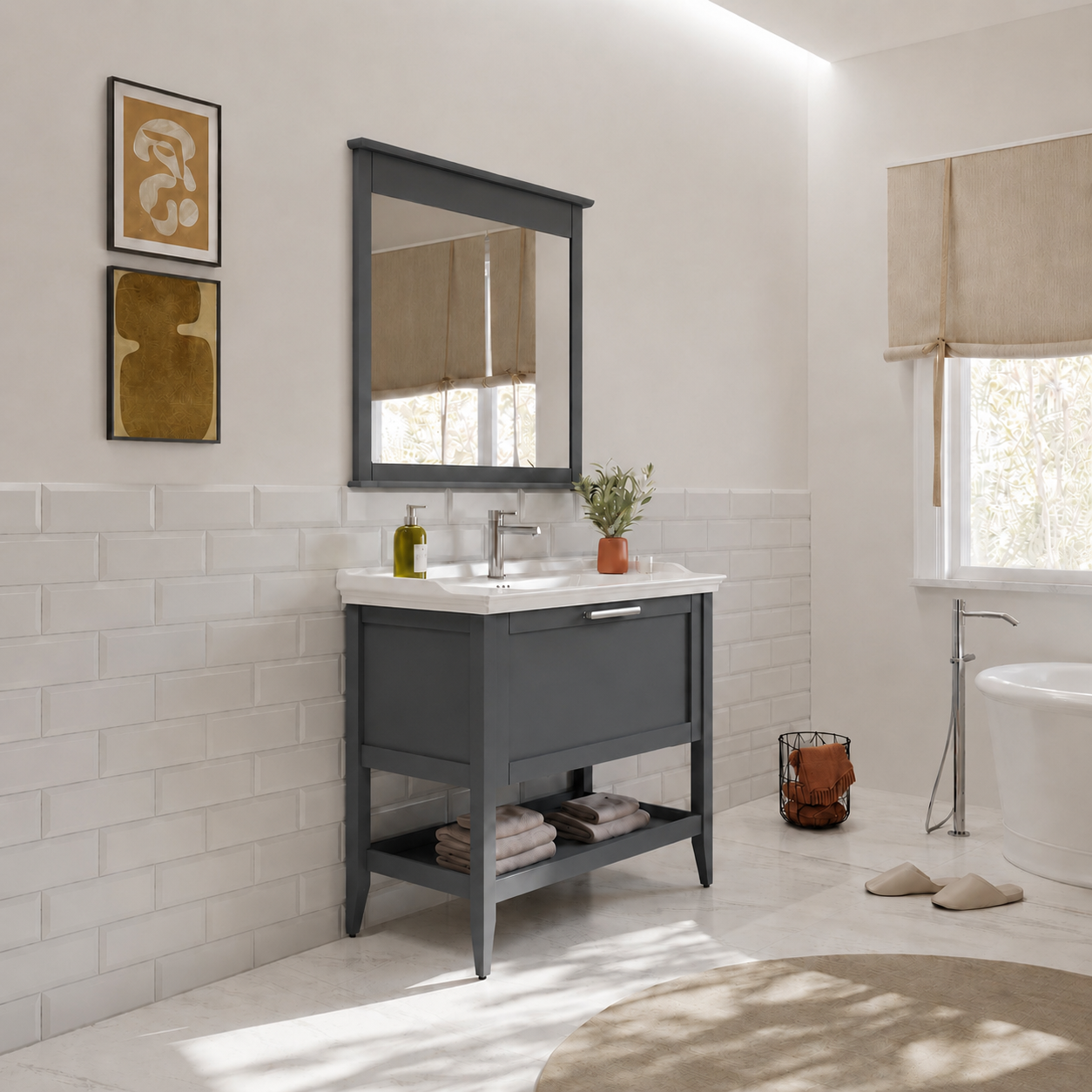 Orka Bastle Banyo Dolabı Takımı, 100 cm, Mat Antrasit, 5002559ORKA5002559Banyo Dolabı Takımı