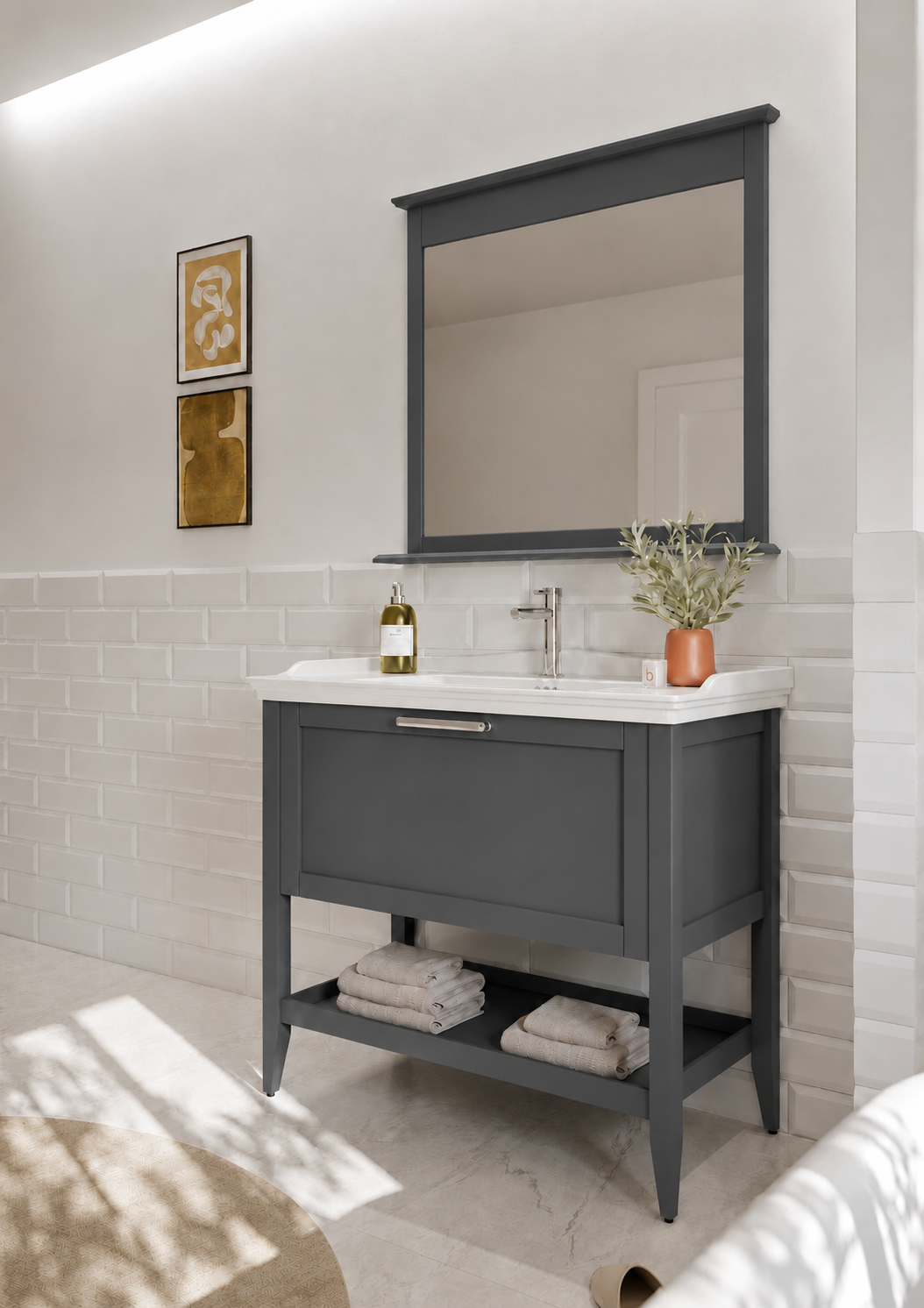 Orka Bastle Banyo Dolabı Takımı, 100 cm, Mat Antrasit, 5002559ORKA5002559Banyo Dolabı Takımı