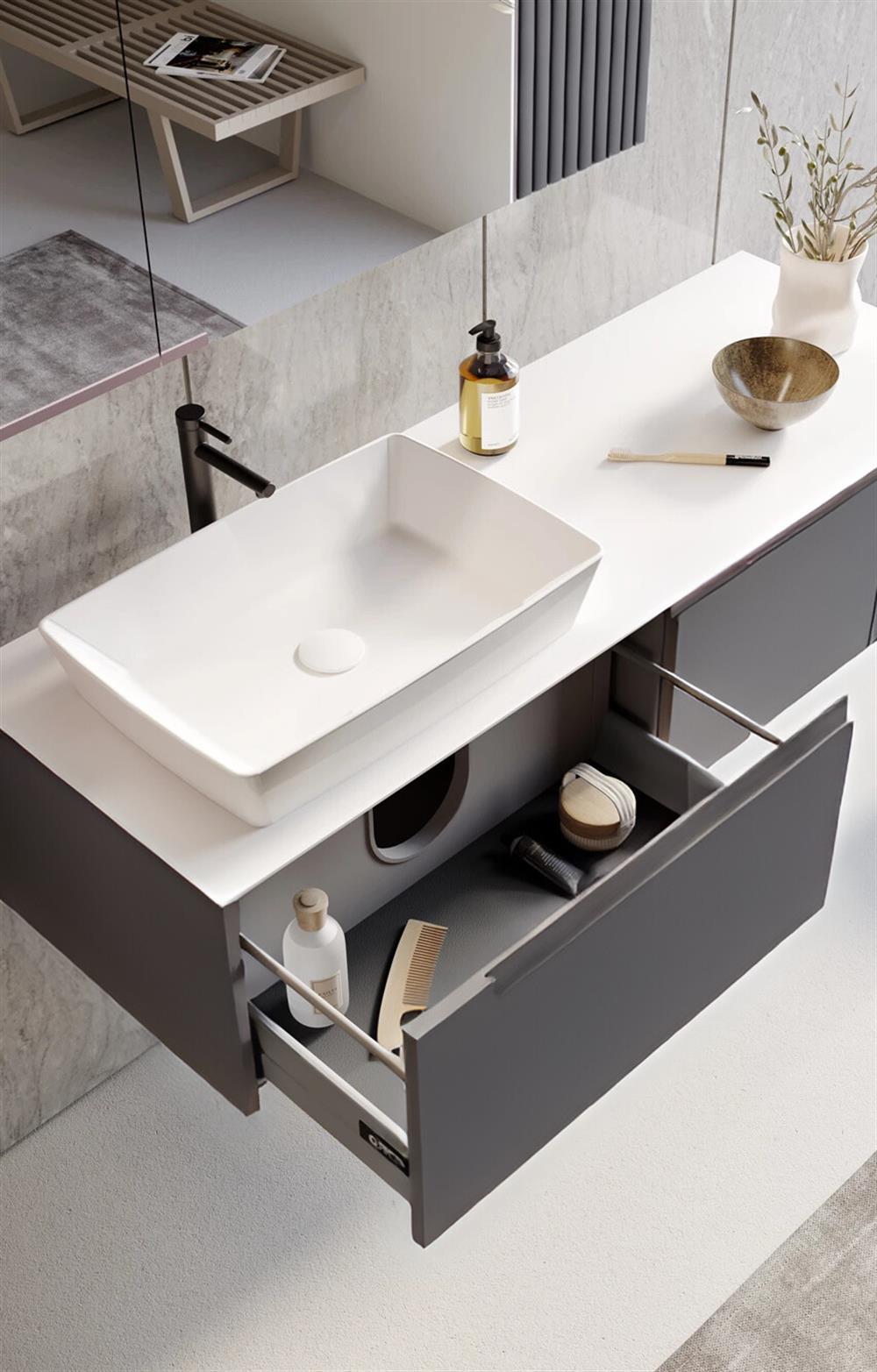 Orka Biella 120 cm Antrasit Banyo Dolabı TakımıORKA5006030Banyo Dolabı Takımı