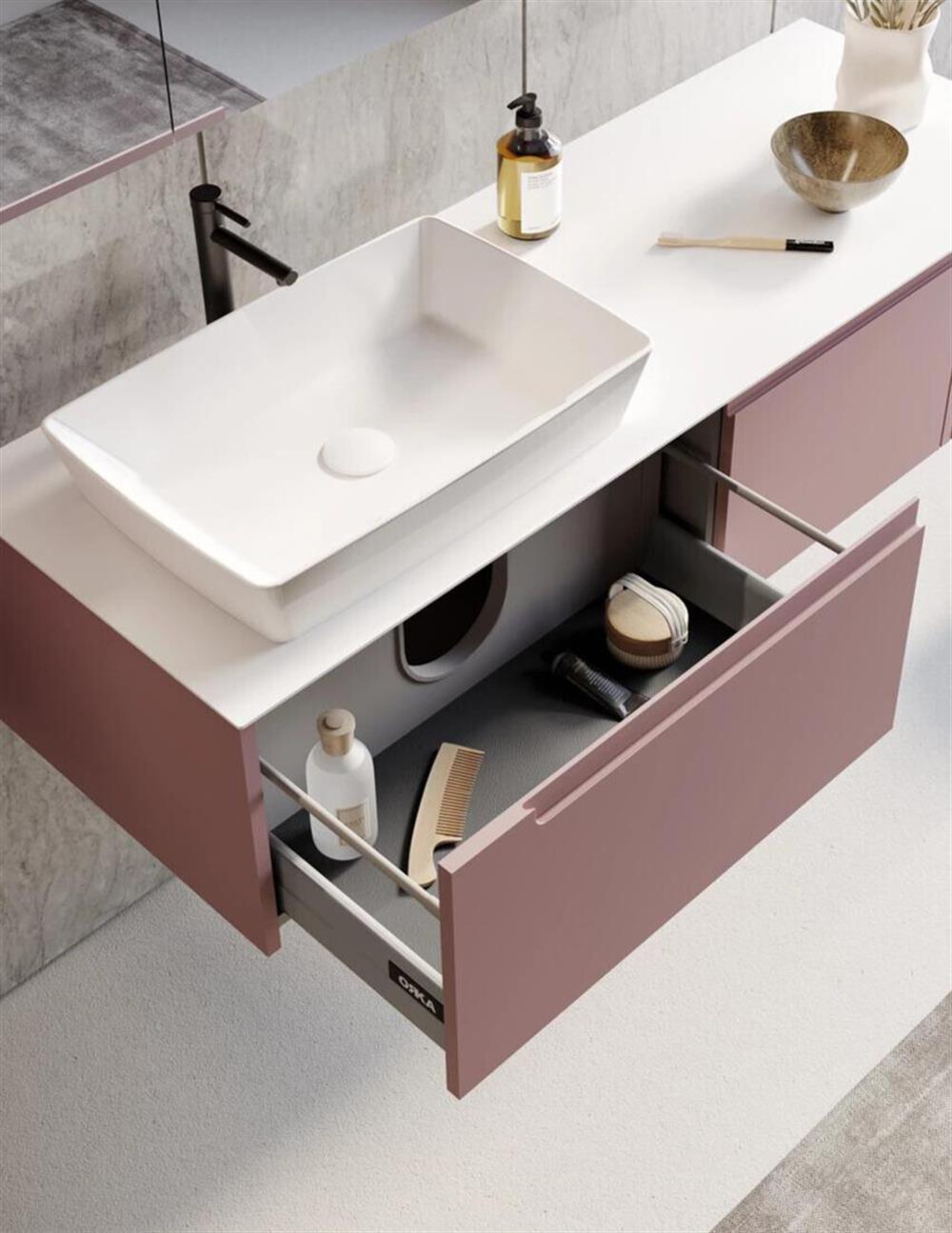 Orka Biella 120 cm Pudra Ledli Banyo Dolabı TakımıORKA5006038Banyo Dolabı Takımı