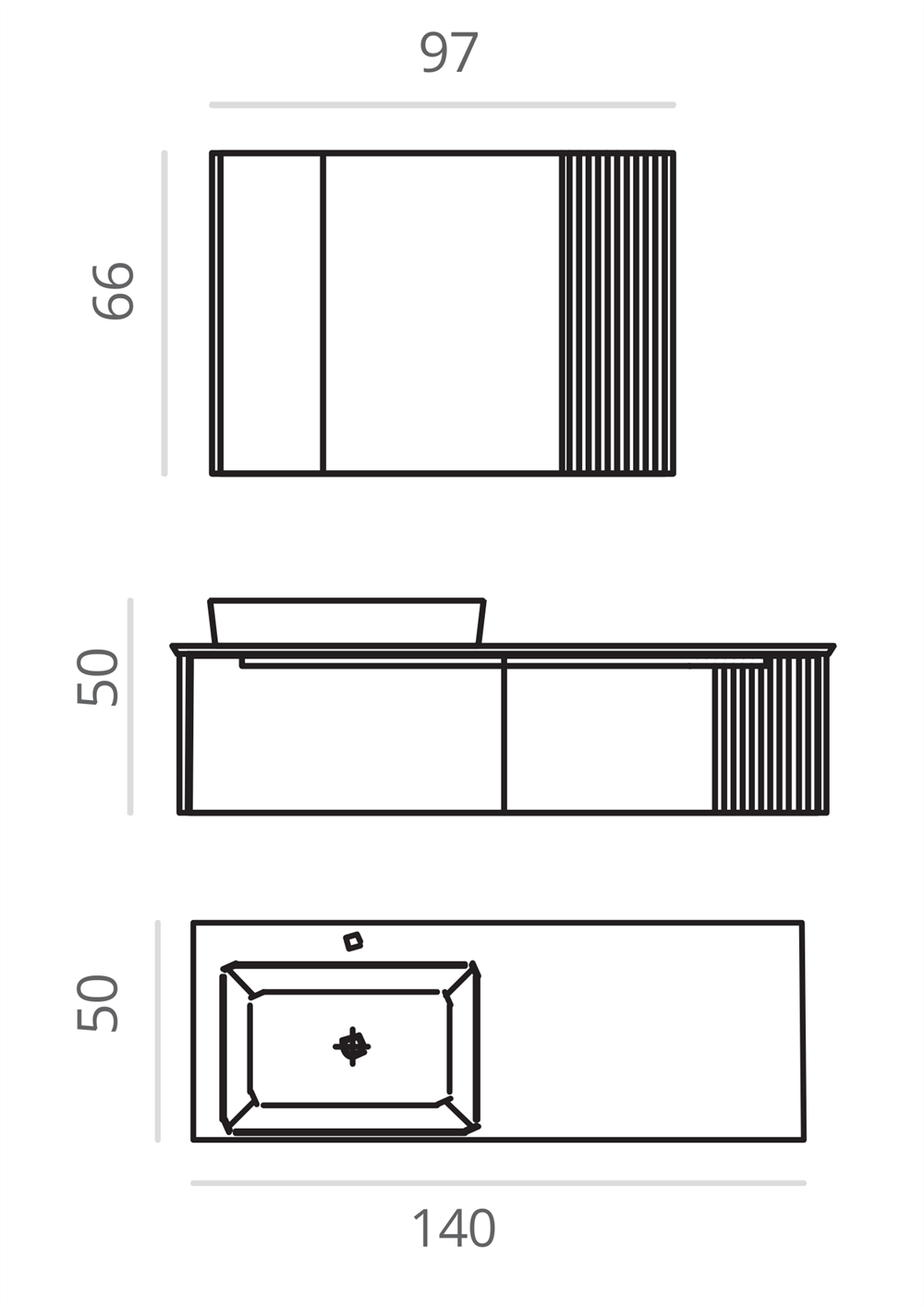 Orka Biella 140 cm Antrasit Banyo Dolabı TakımıORKA5006033Banyo Dolabı Takımı