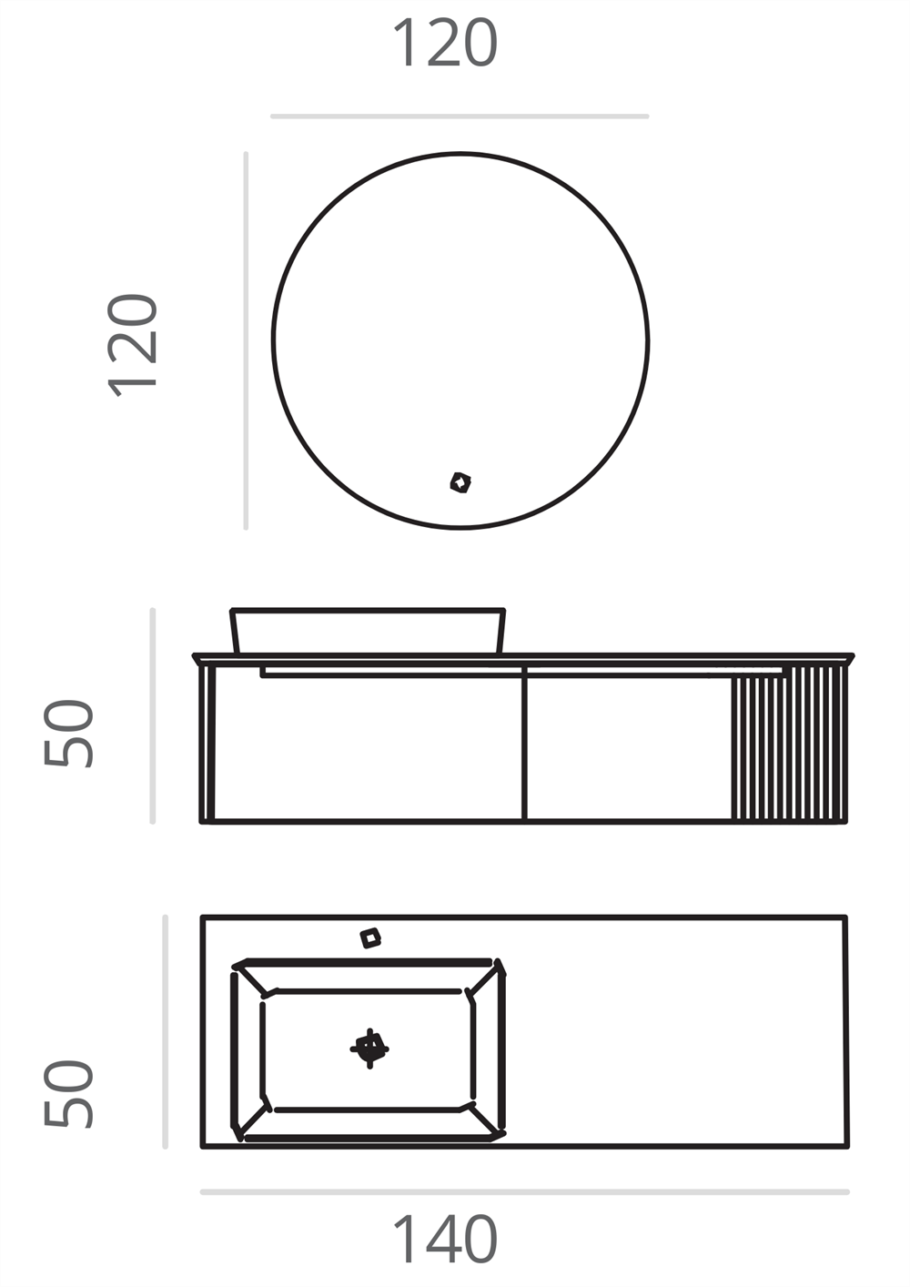 Orka Biella 140 cm Beyaz Ledli Banyo Dolabı TakımıORKA5006040Banyo Dolabı Takımı