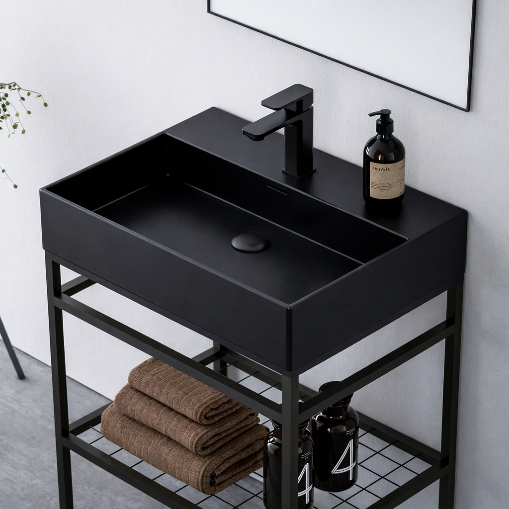 Orka Capetown 60 cm Banyo Dolabı Alt Modül ve Lavabo (Mat Siyah Lavabo), 5001121ORKA5001121Lavabo Dolabı