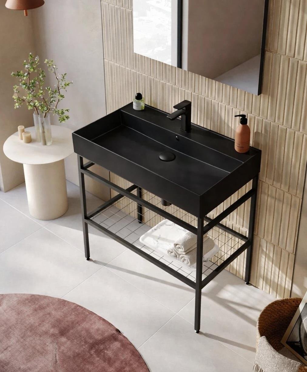 Orka Capetown 80 cm Banyo Dolabı Alt Modül ve Lavabo (Mat Siyah Lavabo), 5003540ORKA5003540Lavabo Dolabı