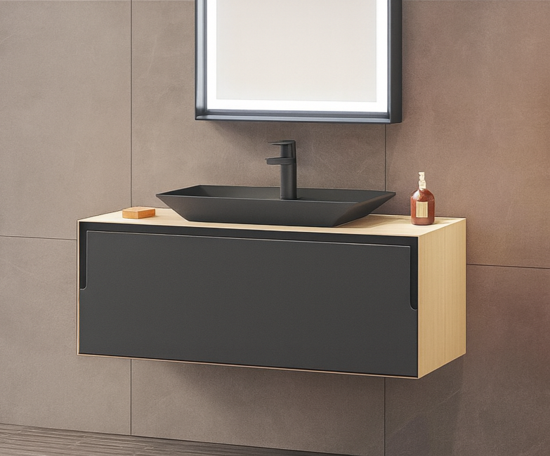 Orka Craft 100 cm Meşe Banyo Dolabı Takımı (Ledli Ayna-Mat Antrasit Lavabo)ORKA5000144Banyo Dolabı Takımı