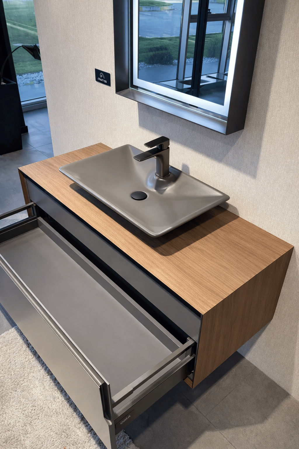 Orka Craft 120 cm Kompakt Ceviz Banyo Dolabı Alt Modül ve Lavabo (Mat Antrasit Lavabo), 5001127ORKA5001127Lavabo Dolabı