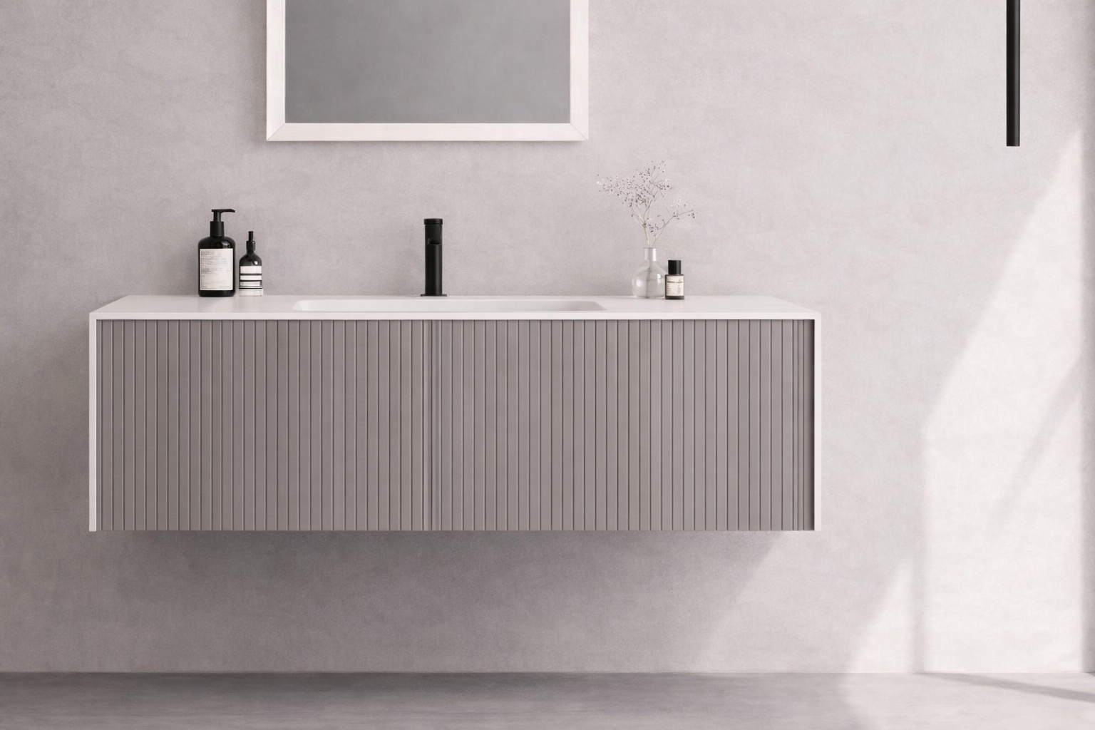 Orka Cube 100 cm Mat Vizon Banyo Dolabı Alt Modül ve Lavabo , 3009388ORKA3009388Lavabo Dolabı