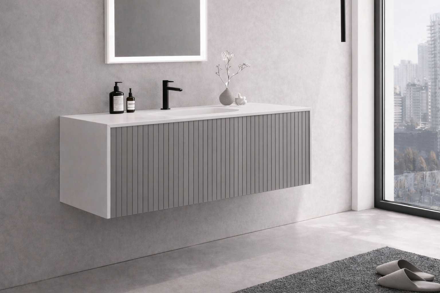 Orka Cube 100 cm Mat Vizon Banyo Dolabı Alt Modül ve Lavabo , 3009388ORKA3009388Lavabo Dolabı