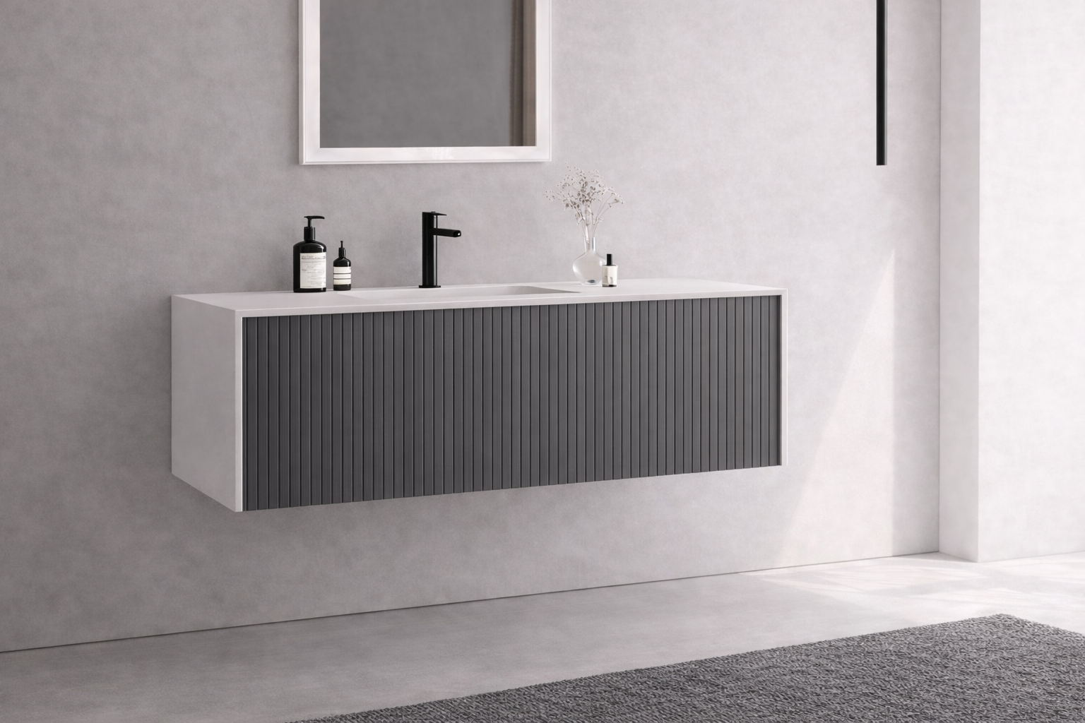 Orka Cube 120 cm Mat Antrasit Banyo Dolabı Alt Modül ve Lavabo, 3000381ORKA3000381Lavabo Dolabı