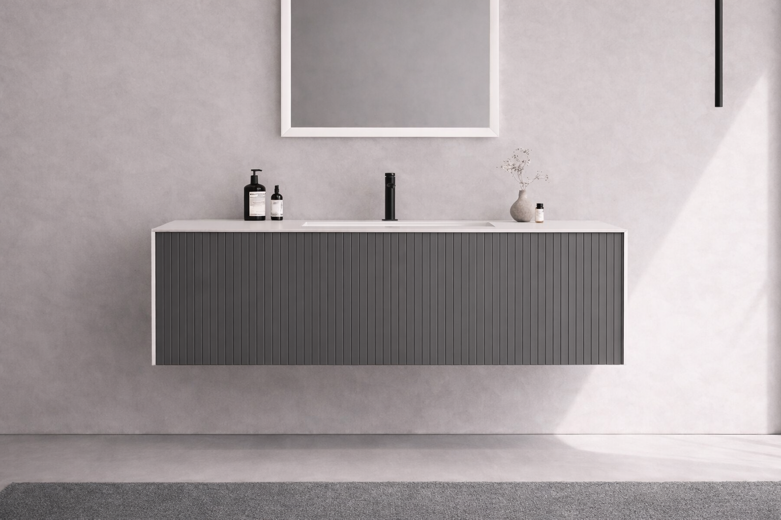 Orka Cube 120 cm Mat Antrasit Banyo Dolabı Alt Modül ve Lavabo, 3000381ORKA3000381Lavabo Dolabı