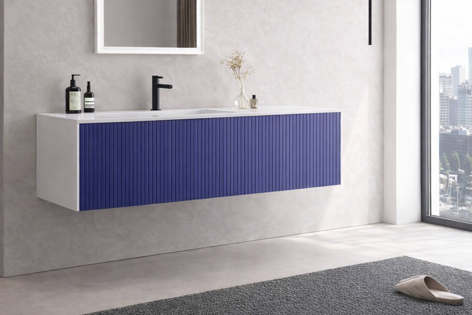 Orka Cube 120 cm Mat Lacivert Banyo Dolabı Alt Modül ve Lavabo, 3000379ORKA3000379Lavabo Dolabı