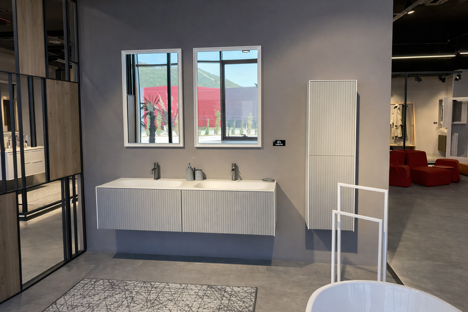 Orka Cube Banyo Dolabı Takımı, 160 cm, Lake Mat Gri (Ledli Ayna), 5000176ORKA5000176Banyo Dolabı Takımı