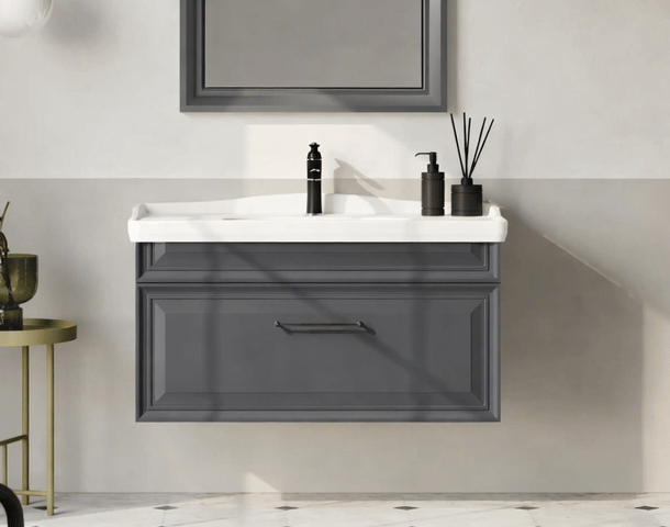 Orka Design 105 cm Mat Antrasit Banyo Dolabı Alt Modül ve Lavabo, 5001279ORKA5001279Lavabo Dolabı
