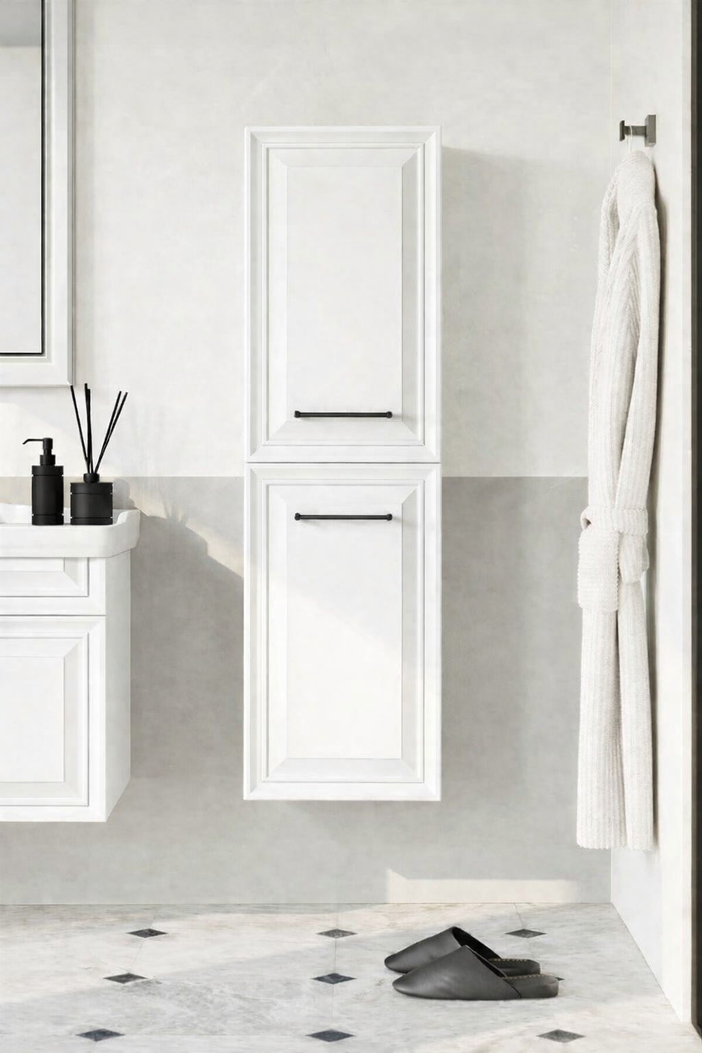 Orka Design 40 cm Mat Beyaz Banyo Boy Çamaşır Dolabı, 3000739ORKA3000739Banyo Boy Dolabı Modelleri 