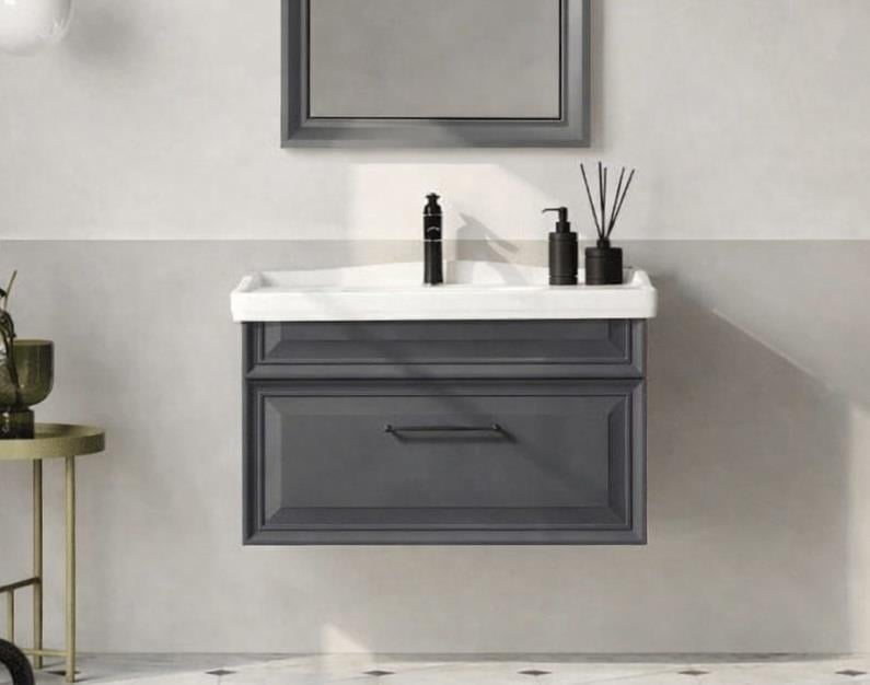 Orka Design 85 cm Mat Antrasit Banyo Dolabı Alt Modül ve Lavabo, 5001273ORKA5001273Lavabo Dolabı