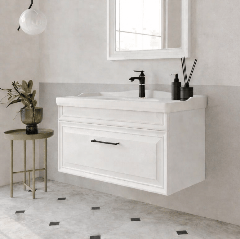 Orka Design 85 cm Mat Beyaz Banyo Dolabı Alt Modül ve Lavabo, 5001268ORKA5001268Lavabo Dolabı