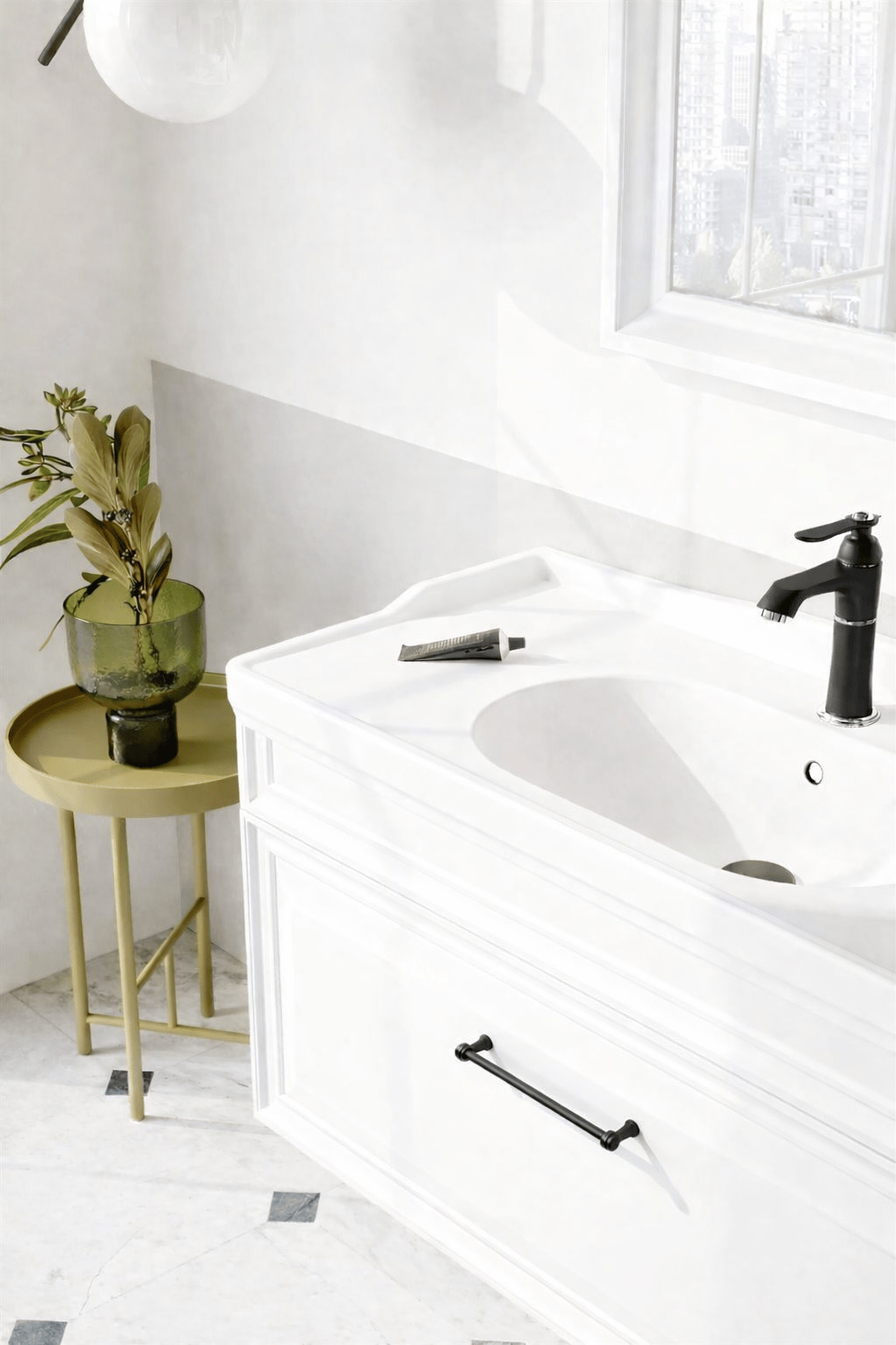 Orka Design 85 cm Mat Beyaz Banyo Dolabı Alt Modül ve Lavabo, 5001268ORKA5001268Lavabo Dolabı