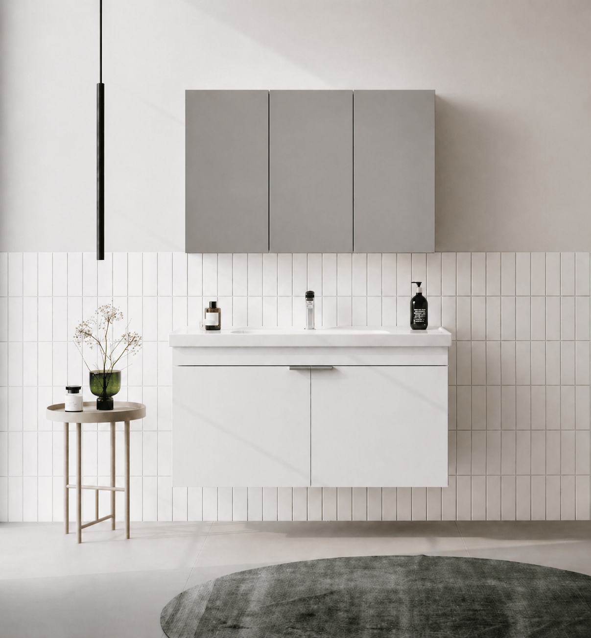Orka Desna 100 cm, Mat Beyaz, Banyo Dolabı Takımı, (Dolaplı Ayna), 5008731ORKA5008731Banyo Dolabı Takımı