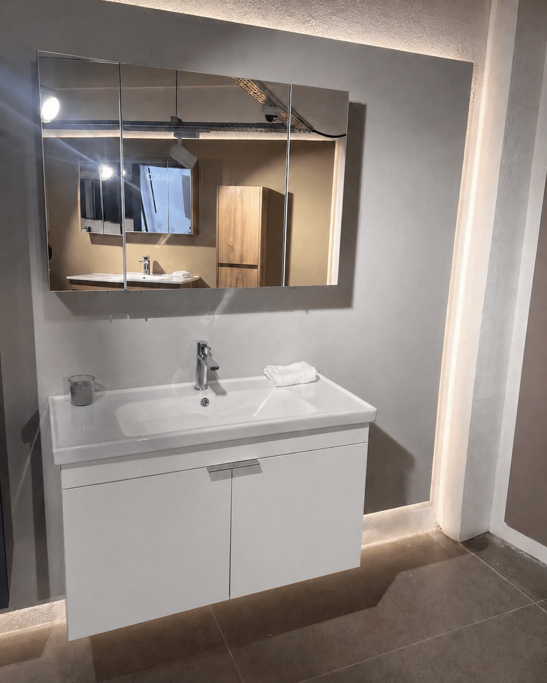 Orka Desna 100 cm, Mat Beyaz, Banyo Dolabı Takımı, (Dolaplı Ayna), 5008731ORKA5008731Banyo Dolabı Takımı