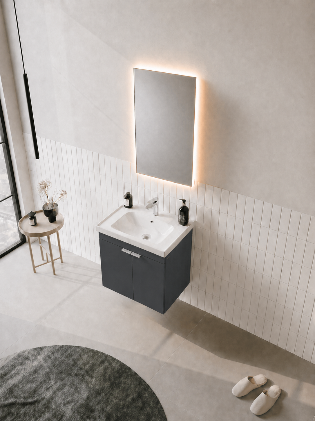 Orka Desna 50 cm, Mat Antrasit, Banyo Dolabı Takımı, (Düz Ayna), 5007927ORKA5007927Banyo Dolabı Takımı