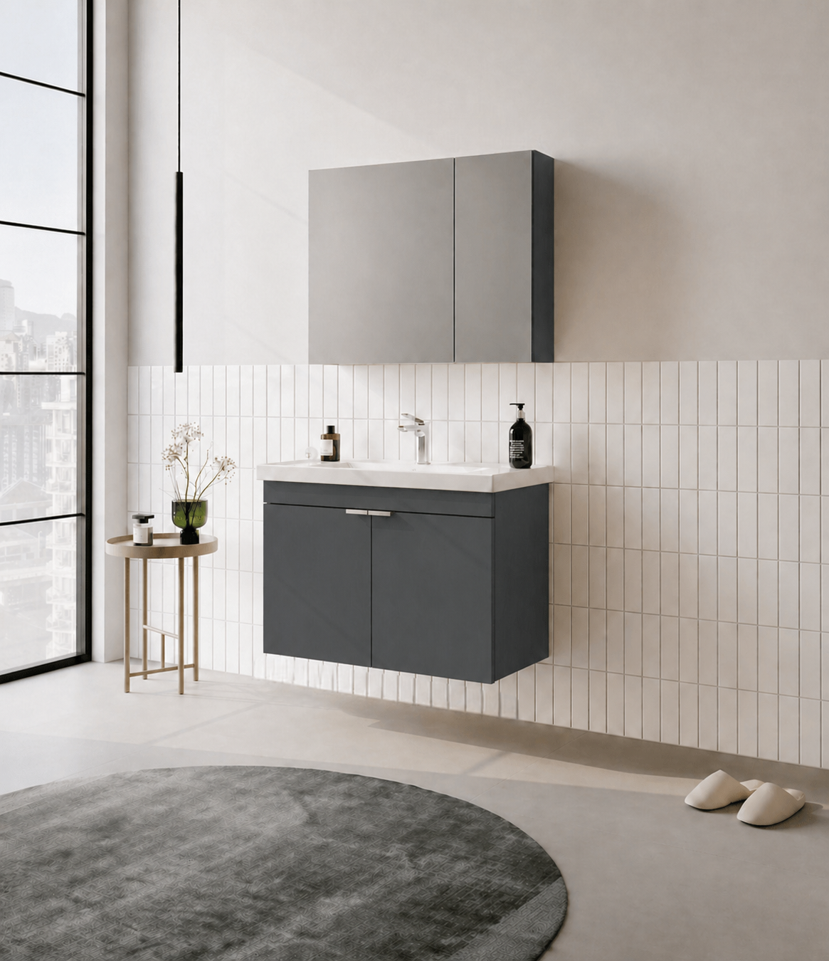 Orka Desna 80 cm, Mat Antrasit, Banyo Dolabı Takımı, (Dolaplı Ayna), 5007932ORKA5007932Banyo Dolabı Takımı