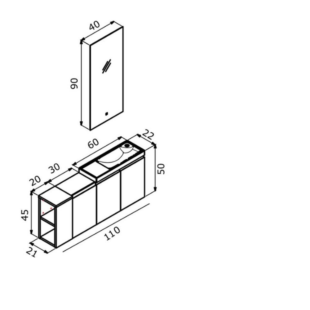 Orka Ferla 110 cm Mat Tarçin Banyo Dolabı TakımıORKA5004342Banyo Dolabı Takımı